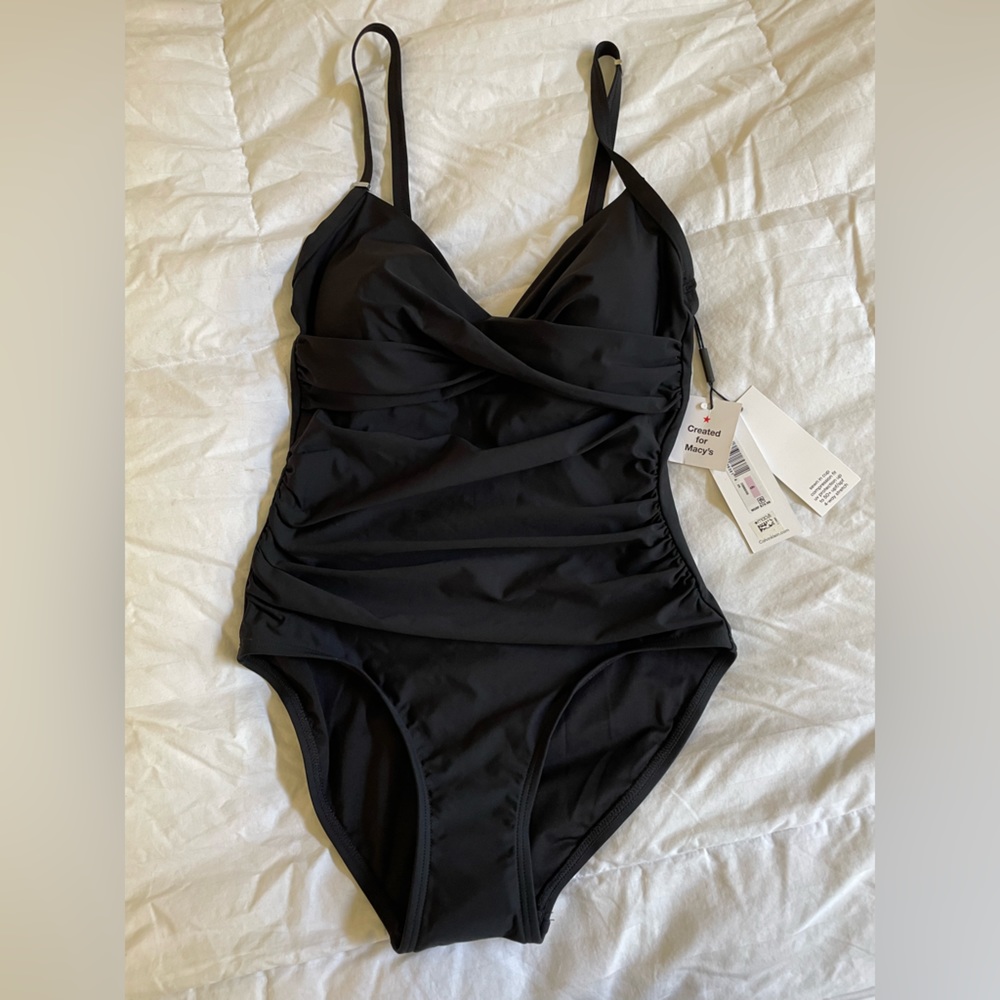 Black NWT Calvin Klein one piece cinched swimsuit 6